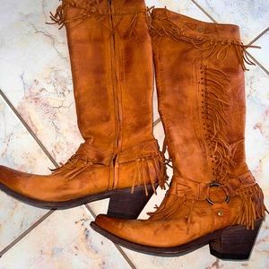 OLD GRINGO  NIKKA TALL BOOT WITH FRINGE SZ 10.5 cowboy leather boots